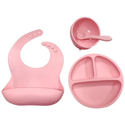 Kualitas makanan silikon Sayang Bib 29*23cm silikon Weaning Mengatur Dengan Sendok Piring