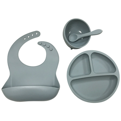 BPA Nitrosamin Gratis Makanan Aman Anak-anak silikon Feeding Bib Pengisapan Piring Mengatur