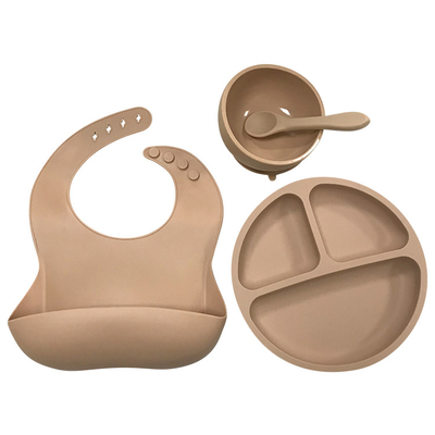 BPA Nitrosamin Gratis Makanan Aman Anak-anak silikon Feeding Bib Pengisapan Piring Mengatur