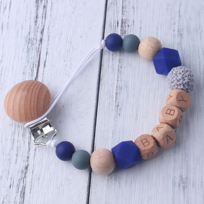 Crochet silikon Kayu Penenang Klipsilikon Bead Dot Clip 30*3*2cm