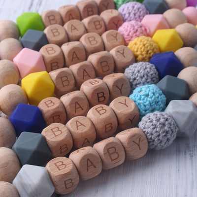 Crochet silikon Kayu Penenang Klipsilikon Bead Dot Clip 30*3*2cm