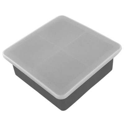 Bebas BPA 4 Lubang Cetakan Es Silikon 11.5cm Snack Fruit Storage Ice Cube Tray Dengan Tutup