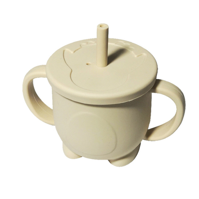 200ml Reusable Kids Drink Water silikon Straw Cup Dengan Pegangan