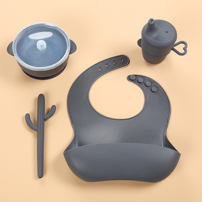 6PCS Warna Cocok Silicone Feeding Set Mesin Pencuci Piring Aman Untuk Balita