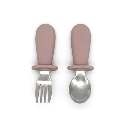 316 Stainless Steel Bayi Silicone Garpu Dan Sendok Set 4,33 Inch Tinggi 1,42 Inch Lebar
